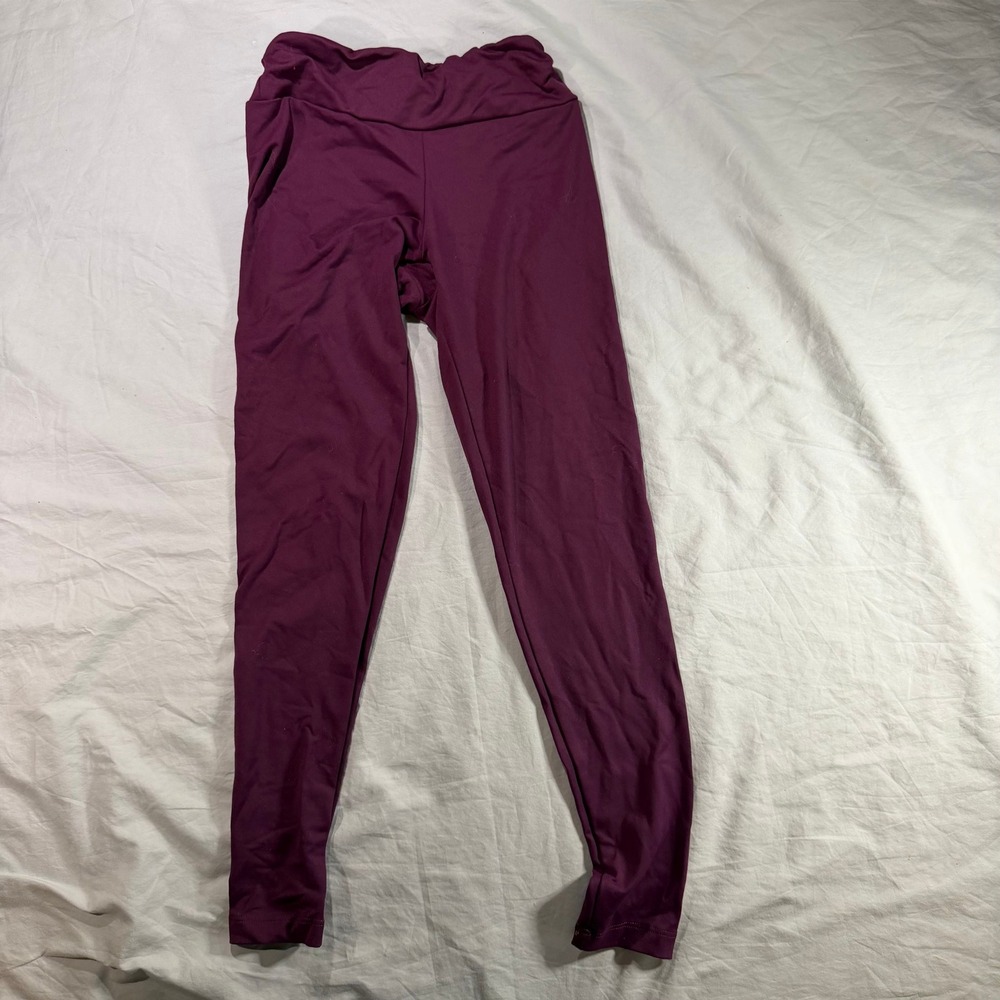 Purple Pixies Kids Girls Dance Leggings Plum Burgundy High Waist Size CL